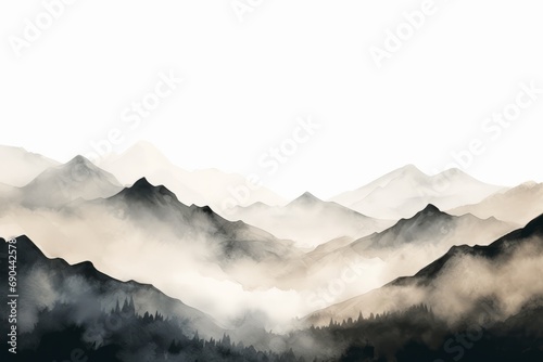 Minimalistic watercolor mountain landscape photo