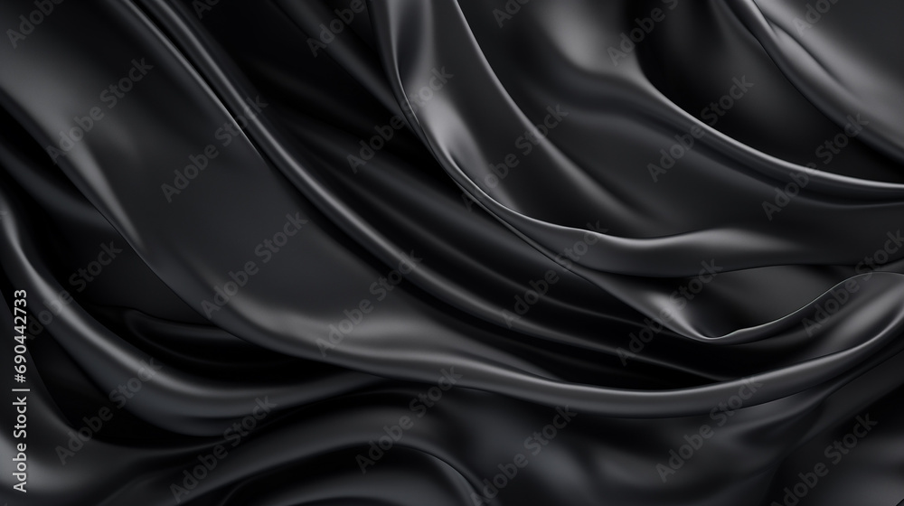 Obraz premium carbon Black silk satin fabric abstract background. Light shiny glitter shimmer shine. folded cloth appearance. luxury wallpaper backdrop concept.