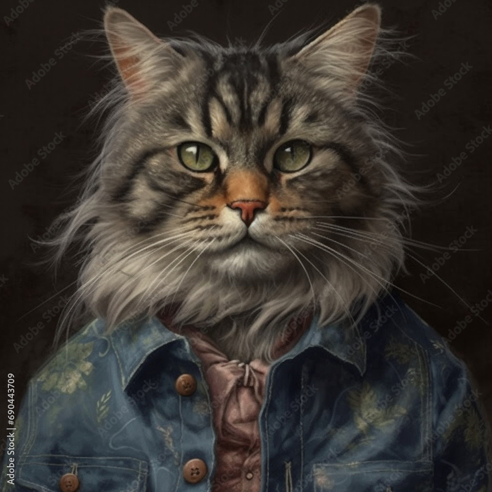 Cat Art Style wearing like a boss generative ai Cat Art Style wearing like a boss generative ai