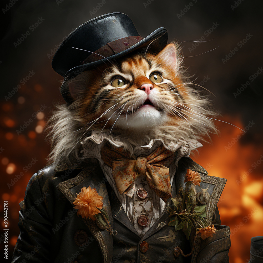 Cat Art Style wearing like a boss generative ai Cat Art Style wearing like a boss generative ai