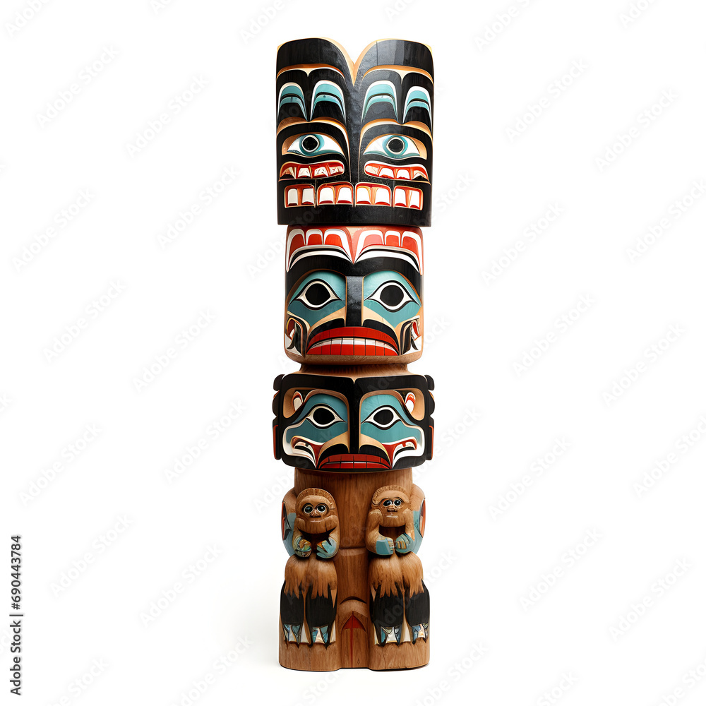 Native American Eskimo Totem Pole isolated on a white background Native American Eskimo Totem Pole isolated on a white background