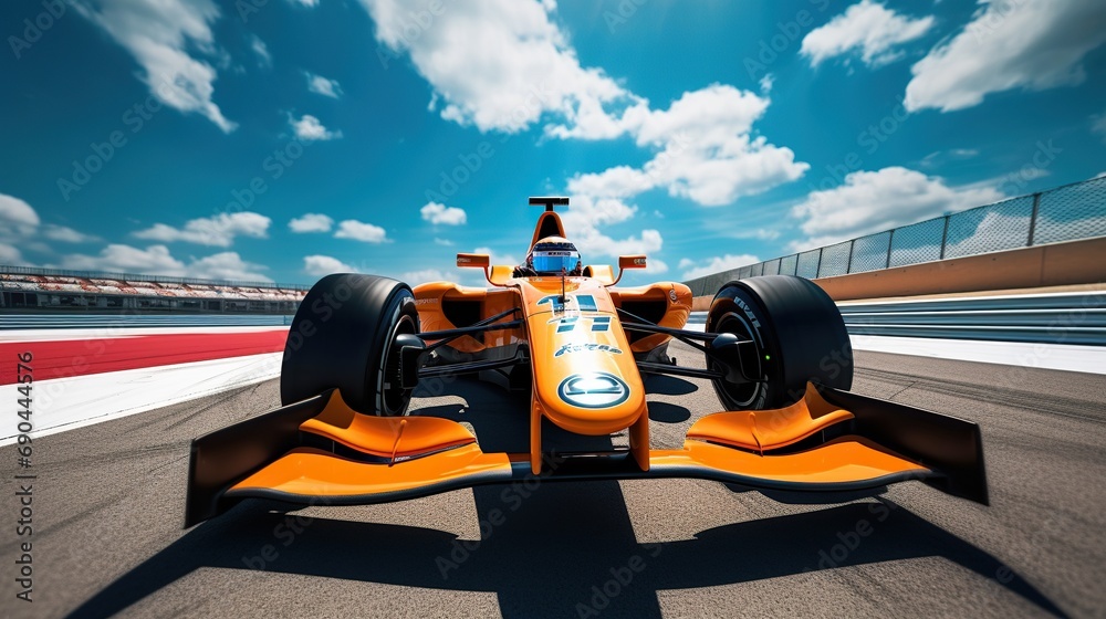 Formula one car against blue sky 