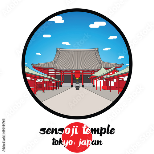 Circle Icon Sensouji Temple. vector illustration