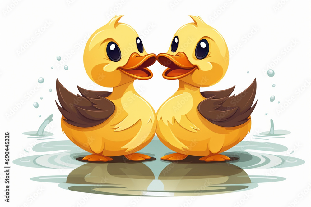 cartoon illustration of a pair of ducks loving each other