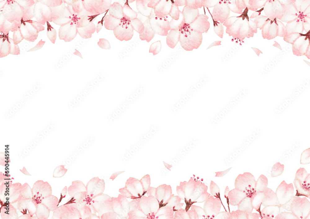 淡く美しい桜のフレームイラスト