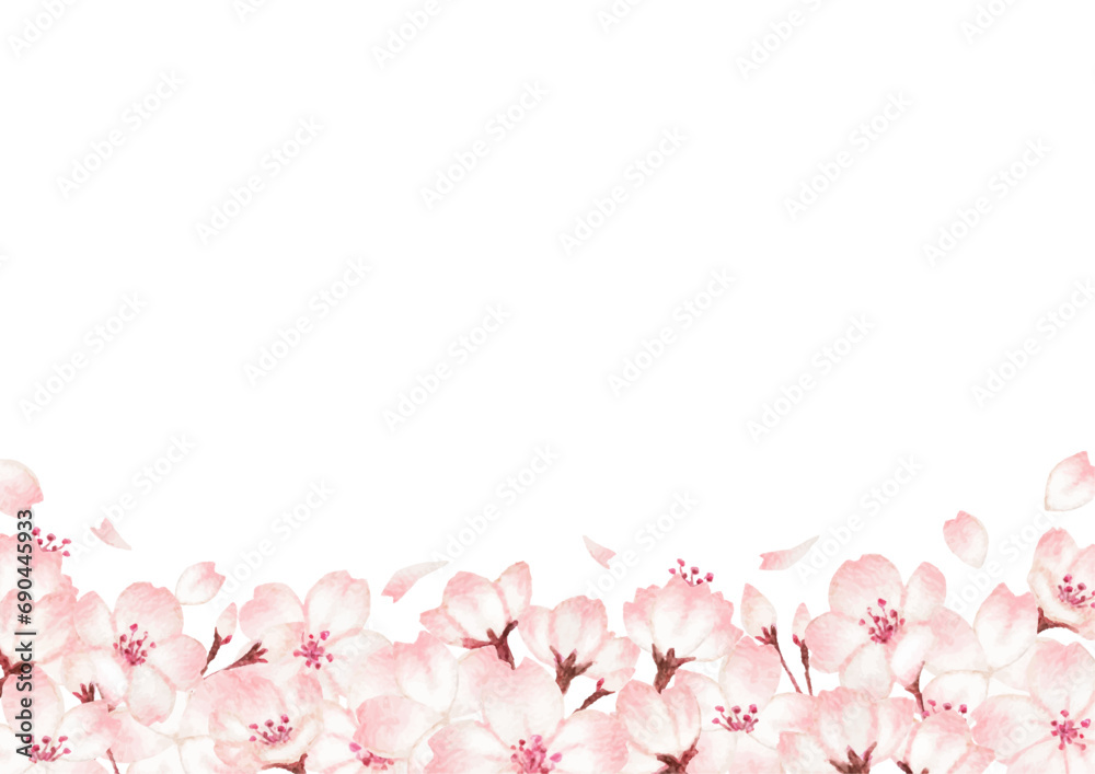 水彩の桜の背景イラスト