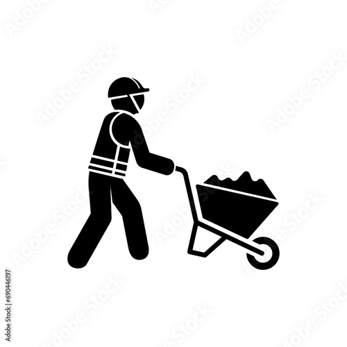 Construction Worker Icon. Hard Work, Employee Symbol - Vector.
