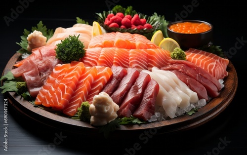 Sashimi Platter with Salmon, Tuna, Yellowtail