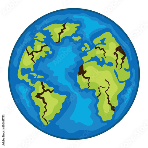 earthquake illustration with destroyed world