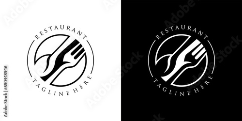 Spoon fork plate for dining restaurant logo designs