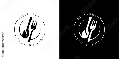 Spoon fork plate for dining restaurant logo designs photo