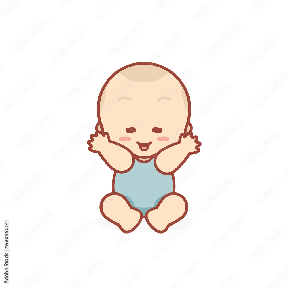 Cute baby or toddler boy vector illustration in smile