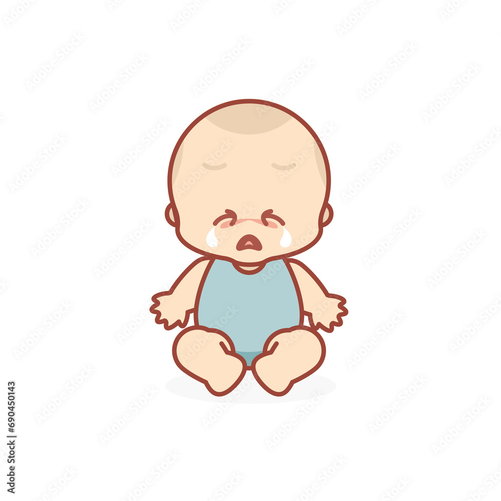 Cute baby or toddler boy vector illustration in cry Cute baby or toddler boy vector illustration in cry