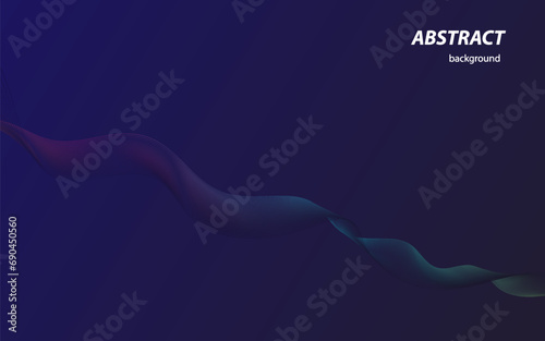 Abstract dark blue banner template. Vector minimal colorful wavy lines background with text for social media cover, Eps 10.