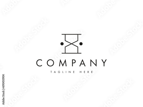 Minimalist hourglass line logo design