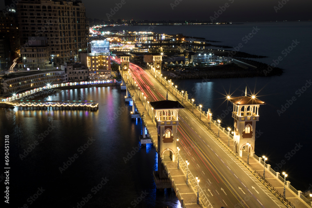 Beautiful view of the Stanley Bridge in Alexandria, Egypt