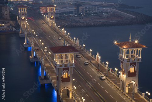 Beautiful view of the Stanley Bridge in Alexandria, Egypt photo