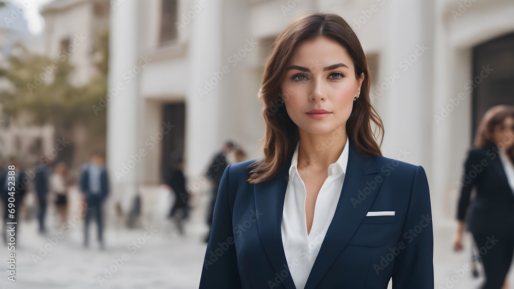 business woman wearing suit in blur background business woman wearing suit in blur background