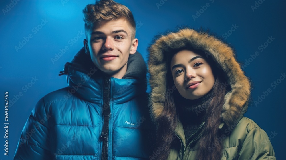 Portrait of a couple in warm clothes 