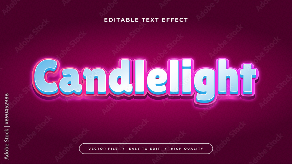 Blue pink and purple violet candlelight 3d editable text effect - font style