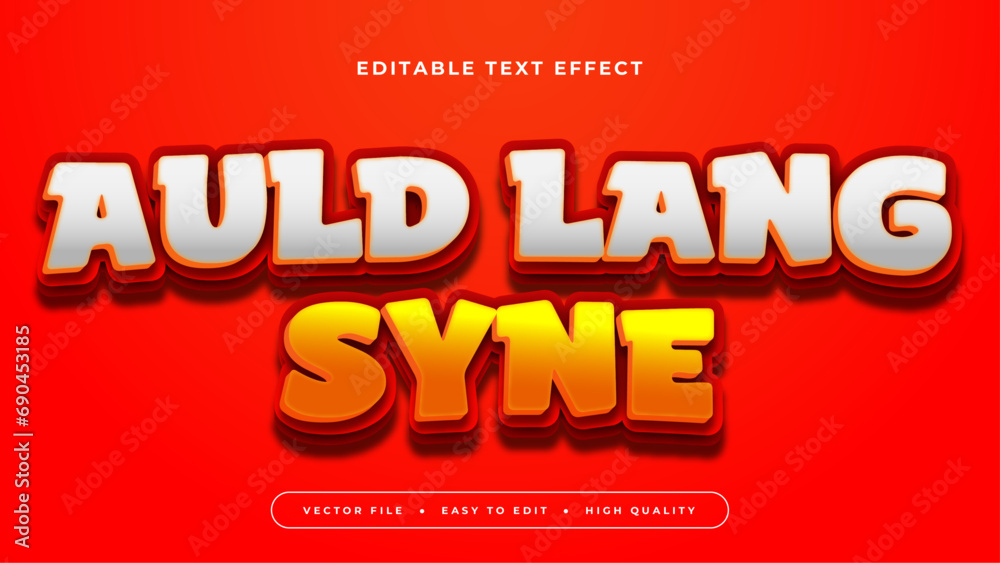 Red yellow and gray grey auld lang syne 3d editable text effect - font style