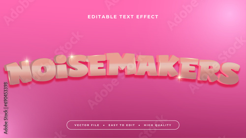 Pink noisemakers 3d editable text effect - font style