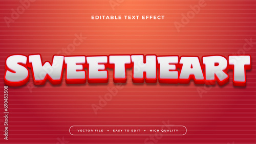 Red and white sweetheart 3d editable text effect - font style