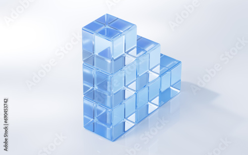 Fototapeta Naklejka Na Ścianę i Meble -  Abstract shiny glass geometry background, 3d rendering.