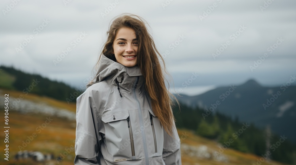 Portrait of an attractive woman hiker on adventure outdoor activity 