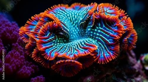 Amazing colorful open brain coral photo