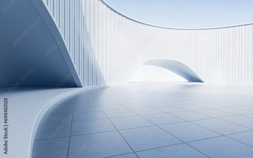 Empty ground with white building background, 3d rendering. Empty ground with white building background, 3d rendering.