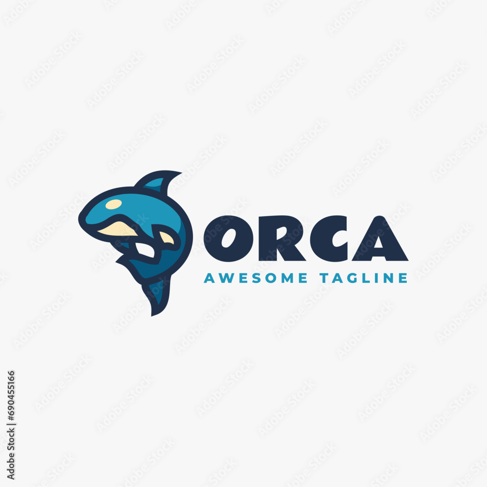 Obraz premium Vector Logo Illustration Orca Simple Mascot Style.