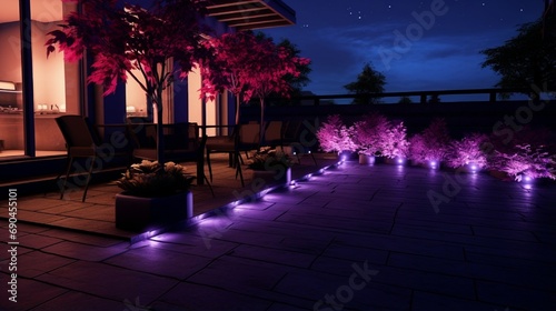 Ambient lighting on terrace and garden with rgb spots