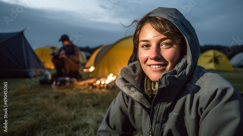 Portrait of an attractive mid adult traveler woman on adventure in winter holidays 