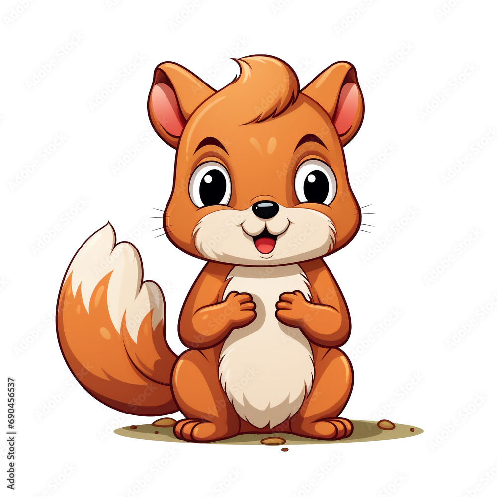 a cute squirrel drawn with colored pencils, PNG file format, created with Ai
