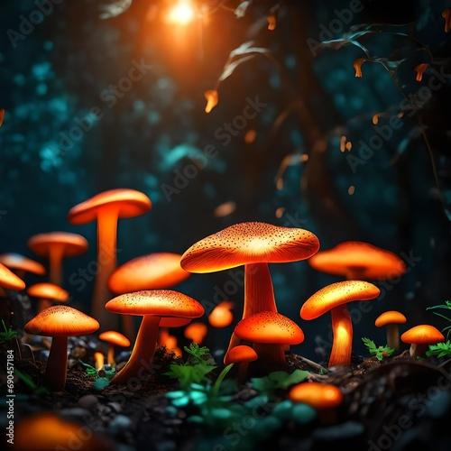 mushrooms with orange color in the woods