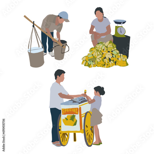 Street Life Canvas: Vector Collection Immortalizing the Vibrancy of Filipino Sidewalk Vendors
