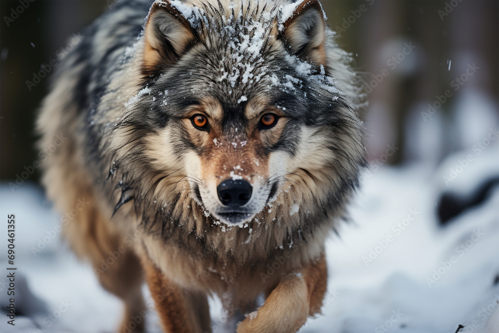 A wolf in the snow