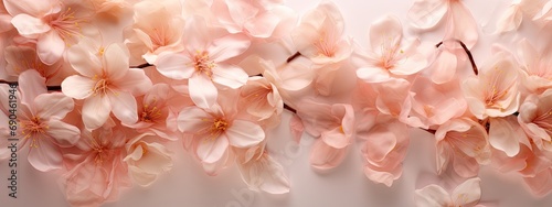 A delicate array of Peach Fuzz 2024 colored blossoms, evoking a gentle and romantic floral scene.