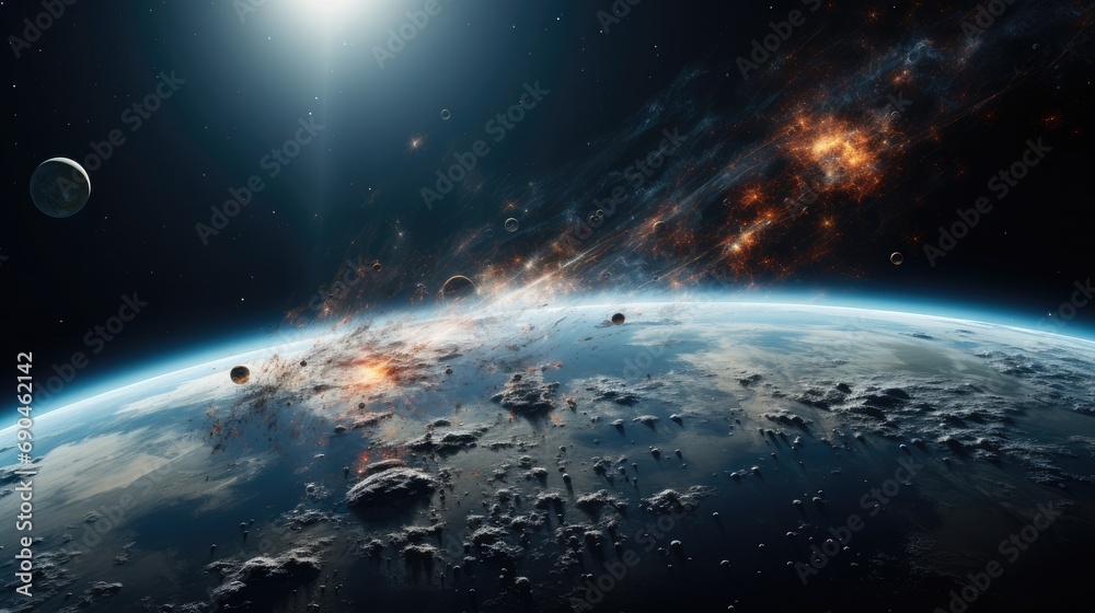 Obraz premium A massive planet from orbit. Generative AI.