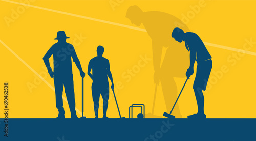Obraz na płótnie Premium Illustration of croquet player playing together best for your digital gr