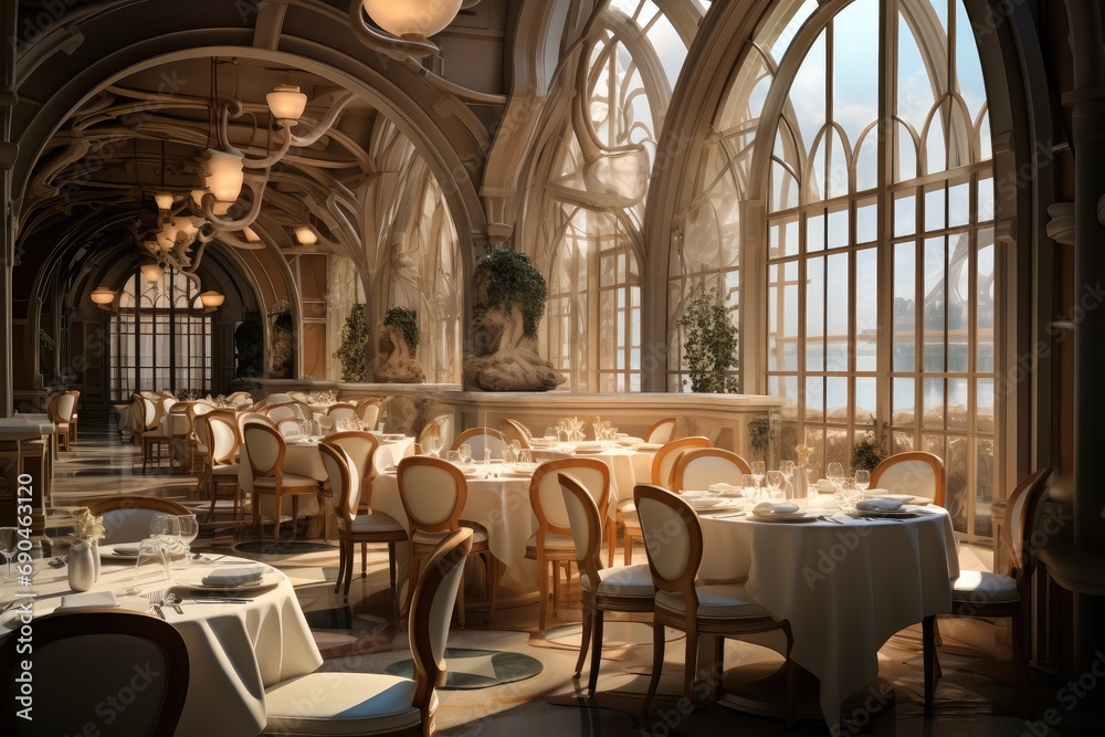 Luxurious restaurant. Generative AI. Luxurious restaurant. Generative AI.