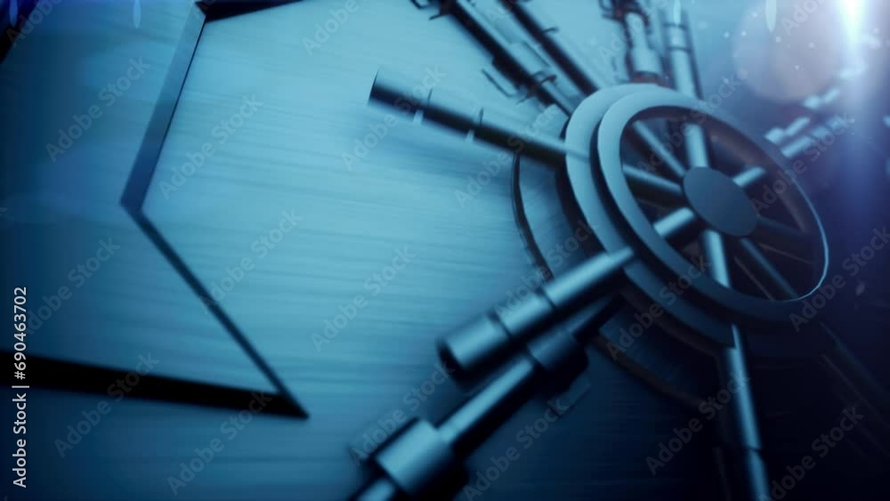 safe opening by turning the circles, which unlocks the lock and opens the heavy steel door. Intro to green screen footage animation for logo or beginning of video