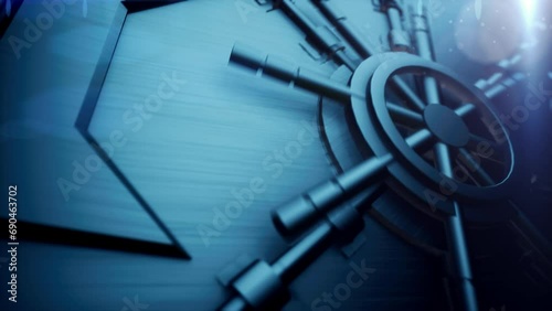 safe opening by turning the circles, which unlocks the lock and opens the heavy steel door. Intro to green screen footage animation for logo or beginning of video