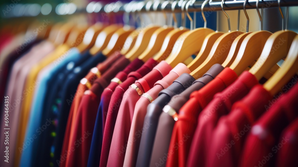Clothes hanging on display in the boutique. The latest trendy fashion models. Clothes hanging on display in the boutique. The latest trendy fashion models.
