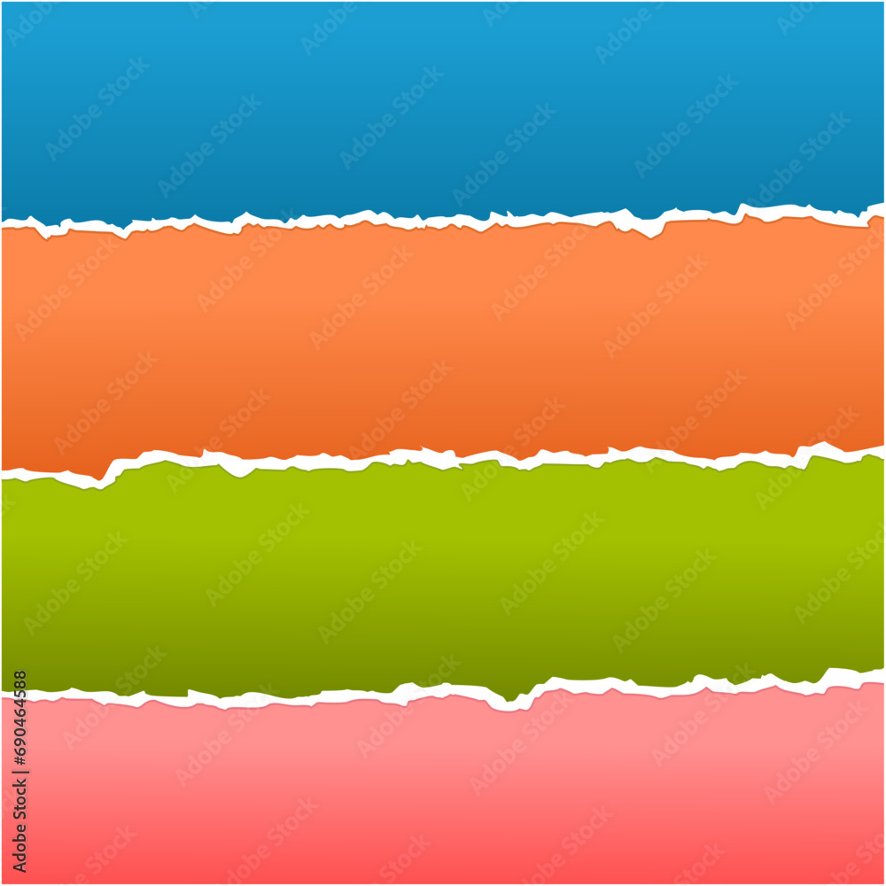 Set torn ripped paper sheets with sticker vector