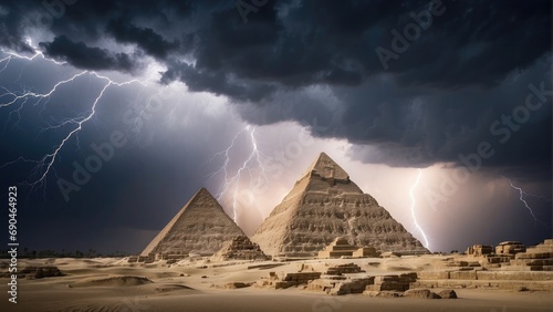 ancient historical Giza pyramid of the castle background photo at night