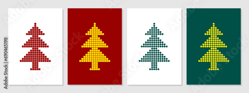 Set of Christmas Trees Design Vector Template. Christmas trees collection pixel art. Pixels, square, art, lines, seamless, modern, aestethics, decoration, christmas trees. photo