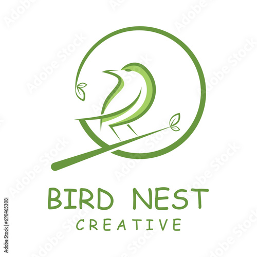 Bird's Nest Logo Design, Bird House Vector For Eggs, Simple modern and elegant bird nest logo, logo for nature photographer, startups, or a business logo with a nature theme