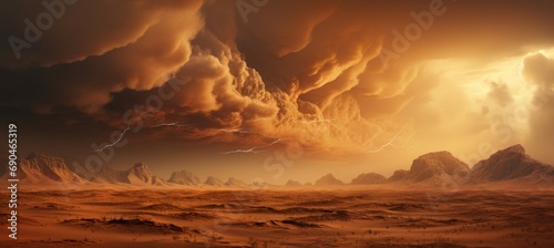 Sandstorm dramatic landscape. Generative AI technology